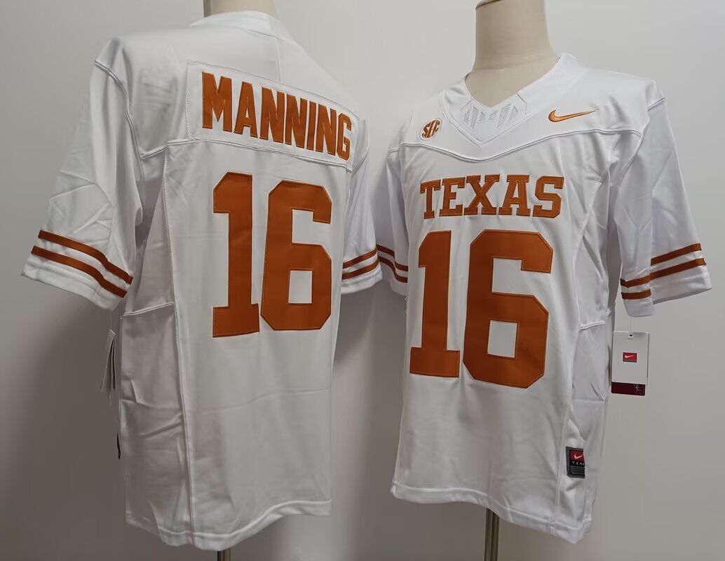 Men 2024 Texas Longhorns #16 Manning white Nike NCAA Jerseys